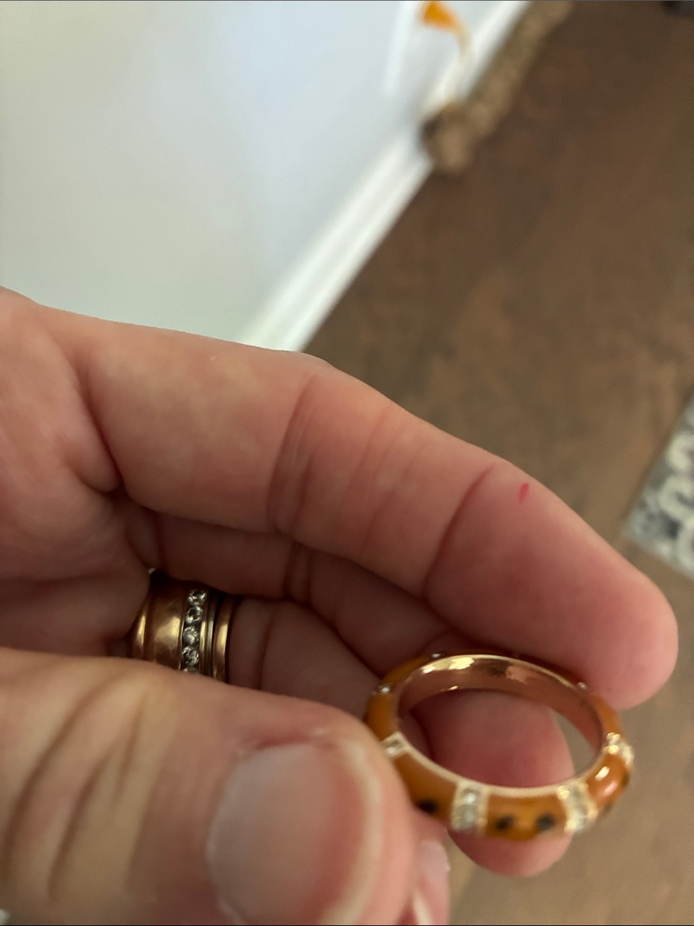 Park Lane Orange Enamel Spot Ring with Crystal Bands - Picture 4 of 4